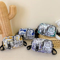 Kids Bear Print Zipper Messenger Bag Coin Purse Wallet Crossbody Bag