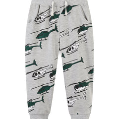 Kid's Helicopter Print Drawstring Sweatpants