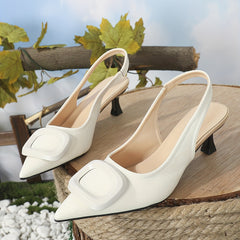 Kitten Heel Slingback Sandals Pointed Toe Wedding Shoes