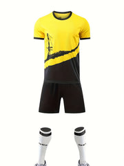 Kids Soccer Jersey & Shorts Set, Quick Dry, Stretchy, Moisture Wicking