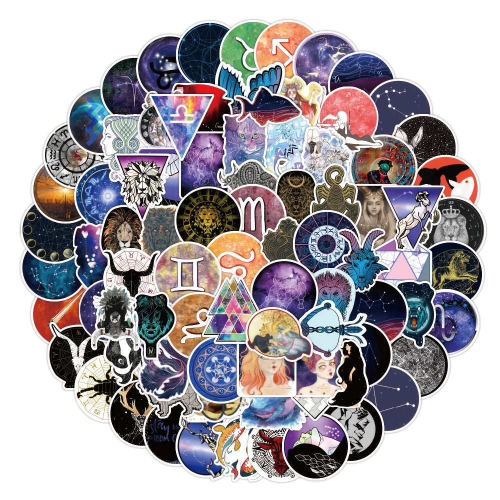 100pcs Zodiac Sign Stickers for Water Bottles Laptops Skateboards