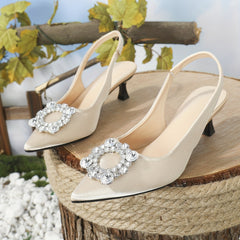 Rhinestone Kitten Heels Slingback Dress Shoes