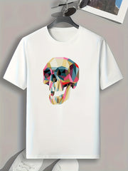 Skull Pattern Print Men's Sports T-shirt for Fitness Activities