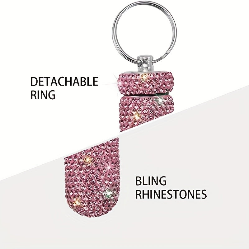 Waterproof Pill Holder with Keychain Bling Pill Box