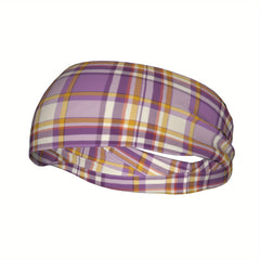 Signature Check Plaid Headband Purple Yellow Brown Beige Stretchy Headband