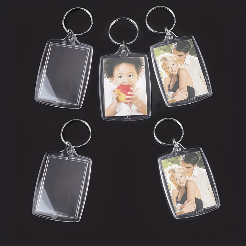 5pcs Acrylic Photo Frame Key Chain Clear Picture Holder DIY Keyring Pendant
