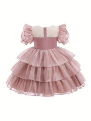Girls Princess Dress with Big Bow Tiered Tulle - Party Wedding Evening