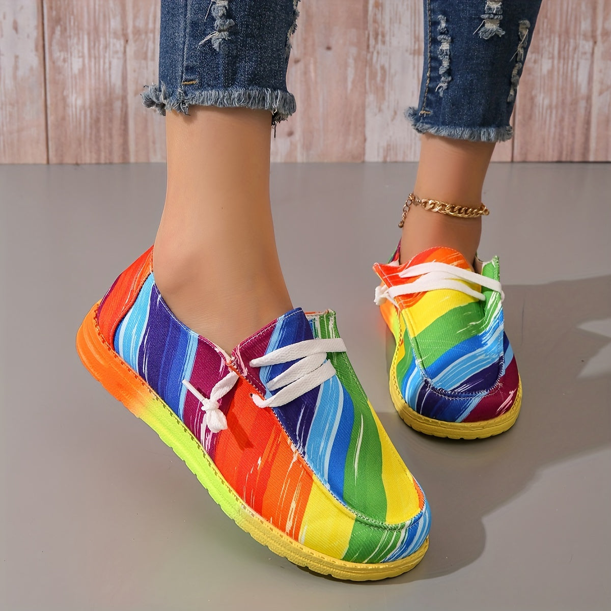 Women's Colorful Canvas Lace Up Low Top Shoes
