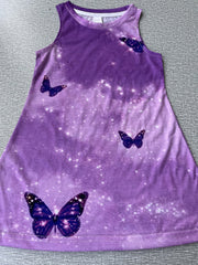Purple Butterfly Graphic Princess Dress for Summer