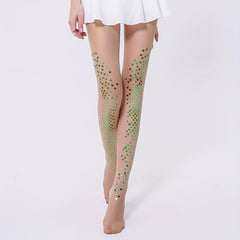Sequin Decor High Waist Sheer Footed Pantyhose