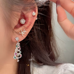 Christmas Tree Earrings - Zircon Snow Holiday Gift