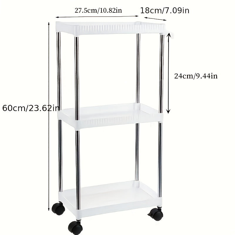 3 Tier Utility Cart Rolling Organization Cart Multifunctional Storage Shelves