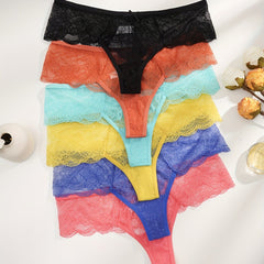 6pcs Women's Lace Thongs Soft & Comfy Panties Lingerie