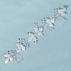 Leaf & Faux Pearl Hair Comb Bridal Wedding Headwear Hair Styling Accessory