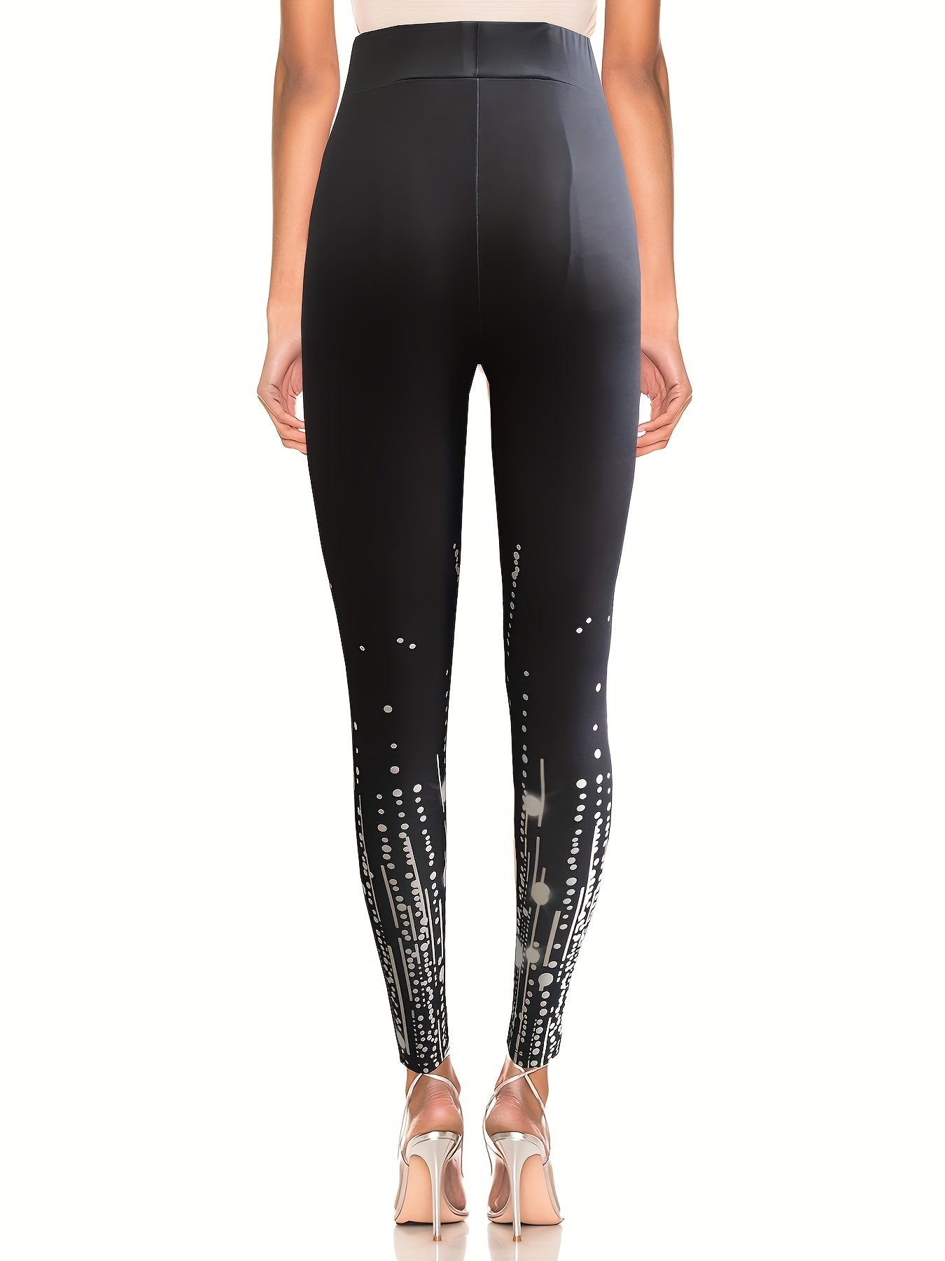 Polka Dot Print Skinny Leggings High Waist Stretchy Leggings