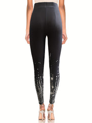 Polka Dot Print Skinny Leggings High Waist Stretchy Leggings