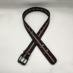 Striped Belt Double Pin Buckle Heavy Duty Belt