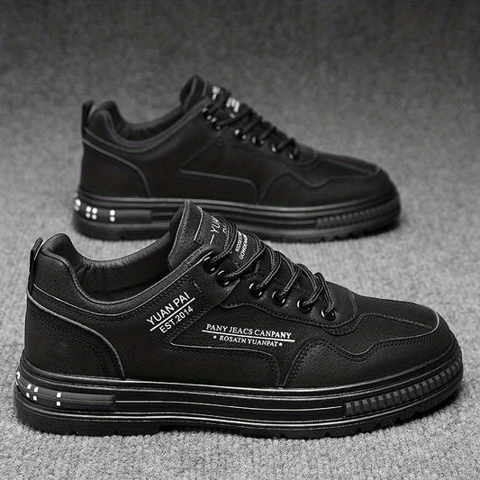 Men's Lace up Sneakers Athletic Shoes Comfortable PU Leather Walking Shoes