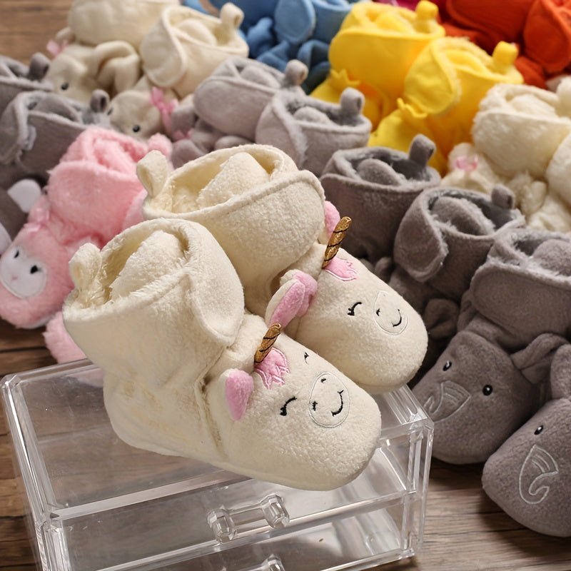 Baby Girls Cartoon Animal Boots Non Slip Warm Fleece Toddler Shoes