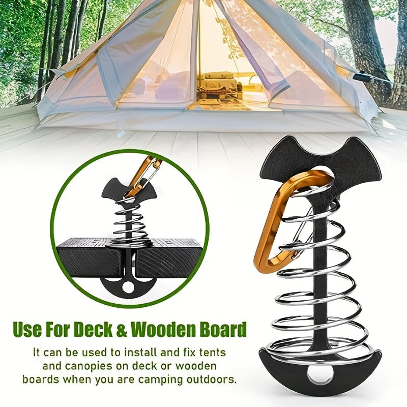 10pcs Fishbone Deck Anchor Pegs With Carabiners Aluminium Tie Down Stakes