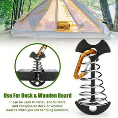 10pcs Fishbone Deck Anchor Pegs With Carabiners Aluminium Tie Down Stakes