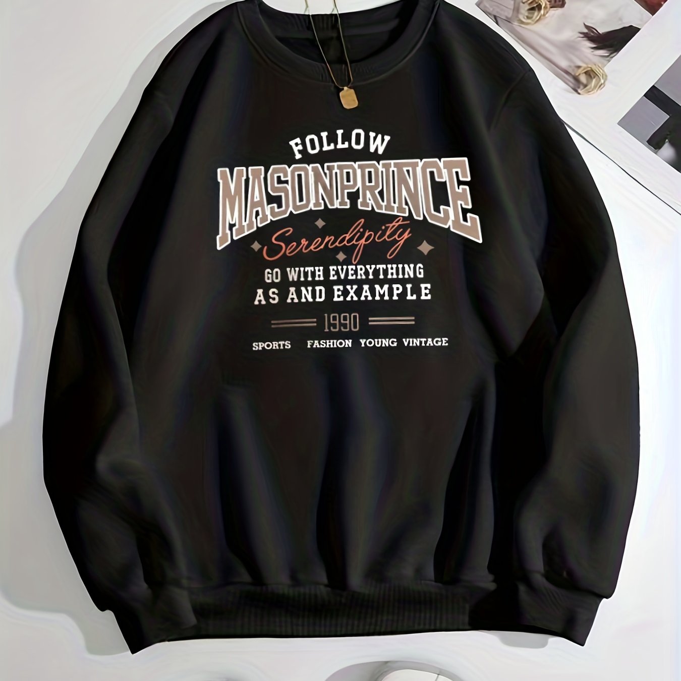 Letter Print Pullover Sweatshirt for Women