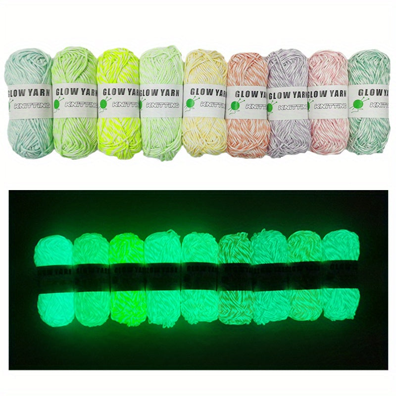 9pcs Glow In The Dark Yarn Luminous Cotton Perfect For DIY Knitting