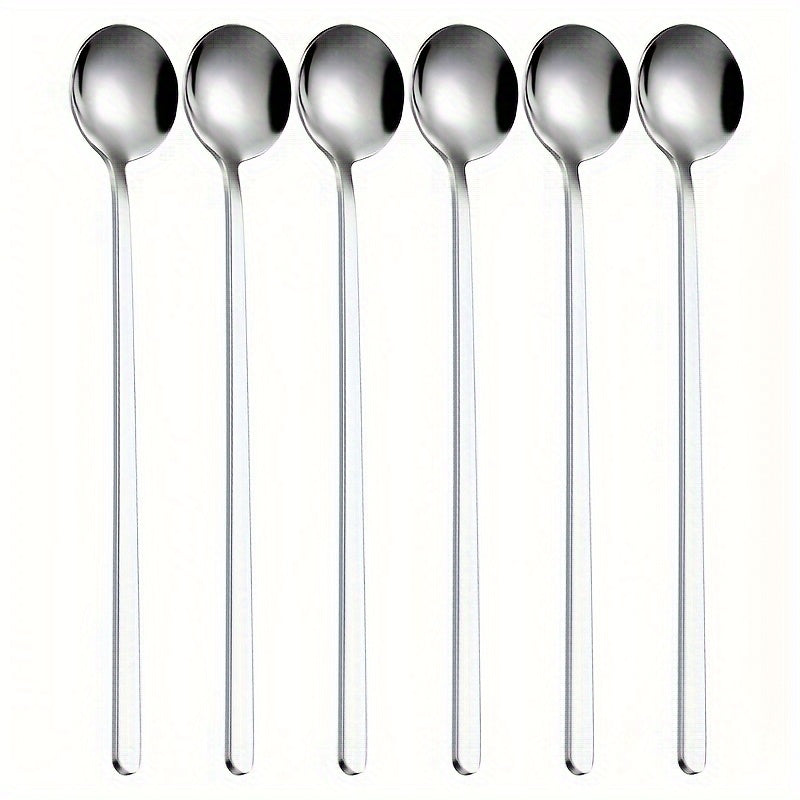 6pcs Stainless Steel Coffee Spoons Long Handle Tea Spoons