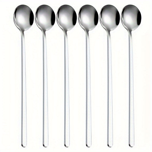 6pcs Stainless Steel Coffee Spoons Long Handle Tea Spoons