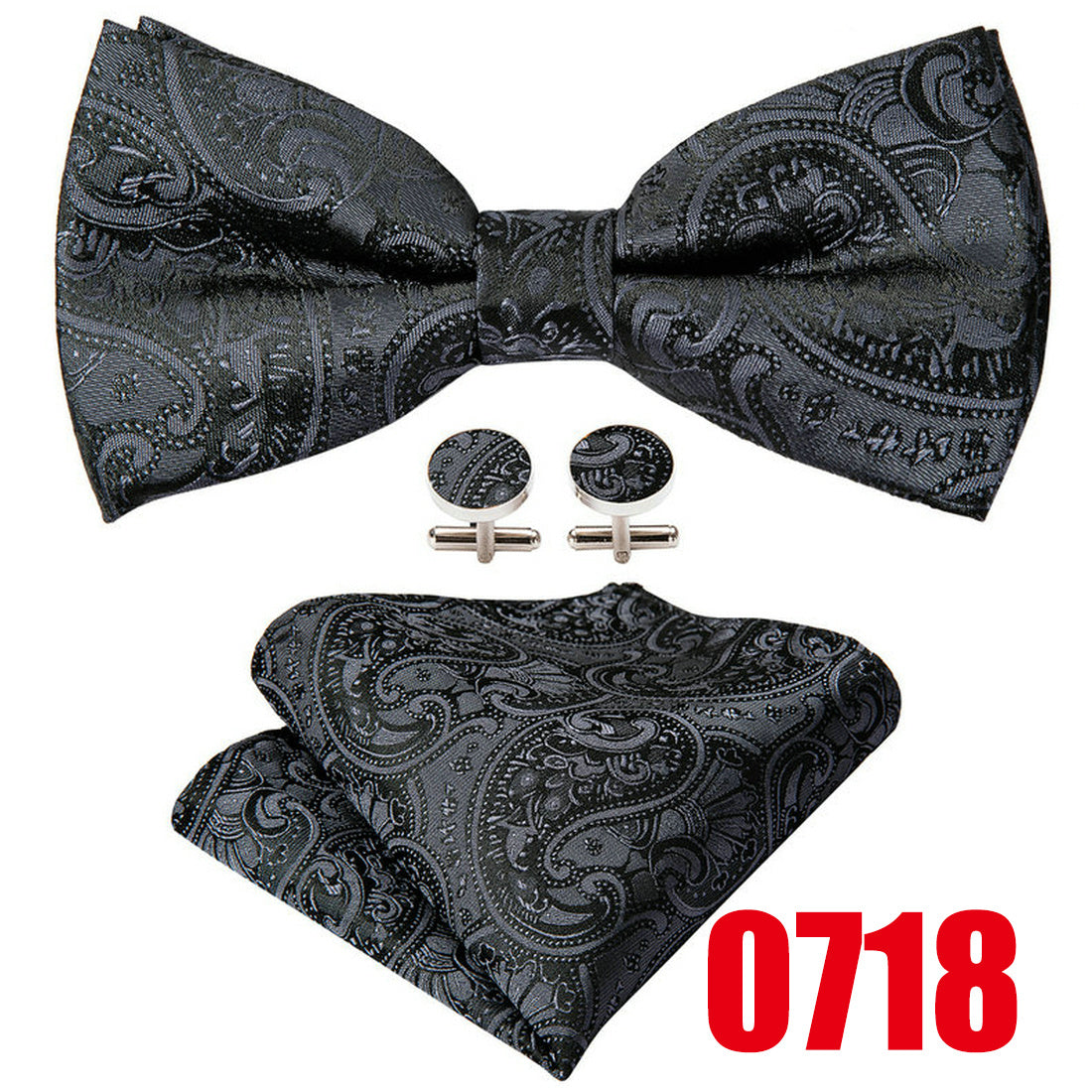 Barry Wang Men's Burgundy Red Paisley Bow Tie Set