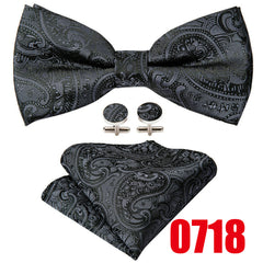 Barry Wang Men's Burgundy Red Paisley Bow Tie Set