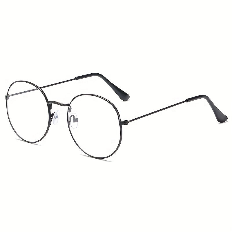 Vintage Round Metal Frame Glasses Unisex Anti Light Glasses