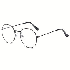 Vintage Round Metal Frame Glasses Unisex Anti Light Glasses