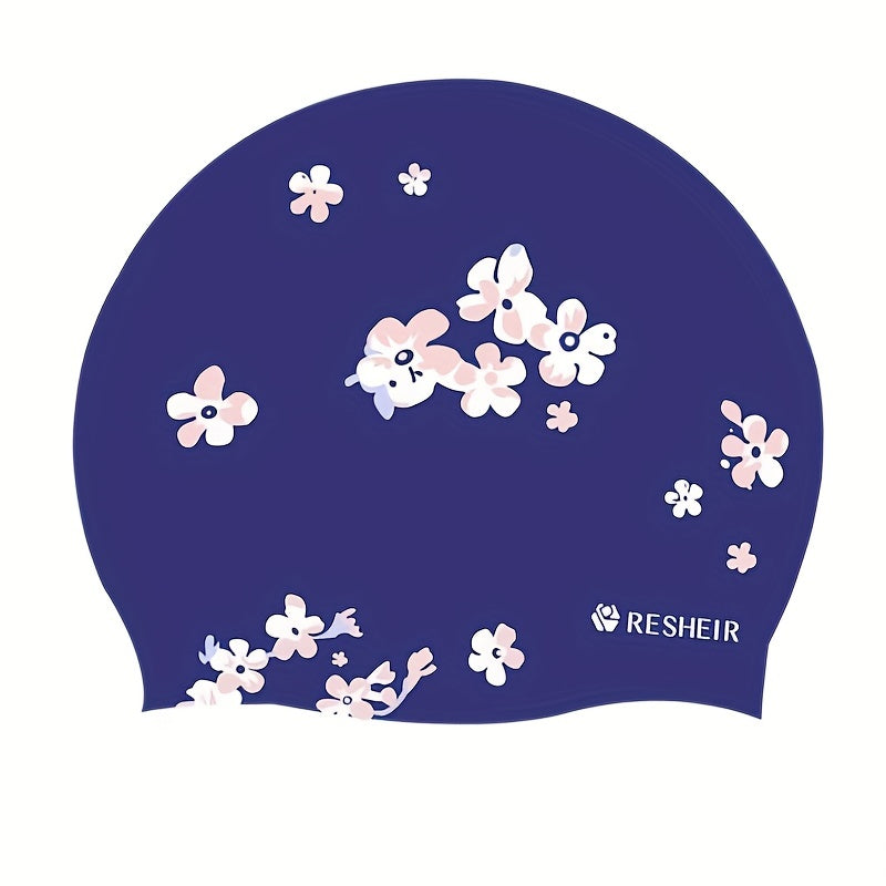 Adults Silicone Waterproof Swim Cap Flower Print for Women