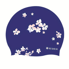 Adults Silicone Waterproof Swim Cap Flower Print for Women
