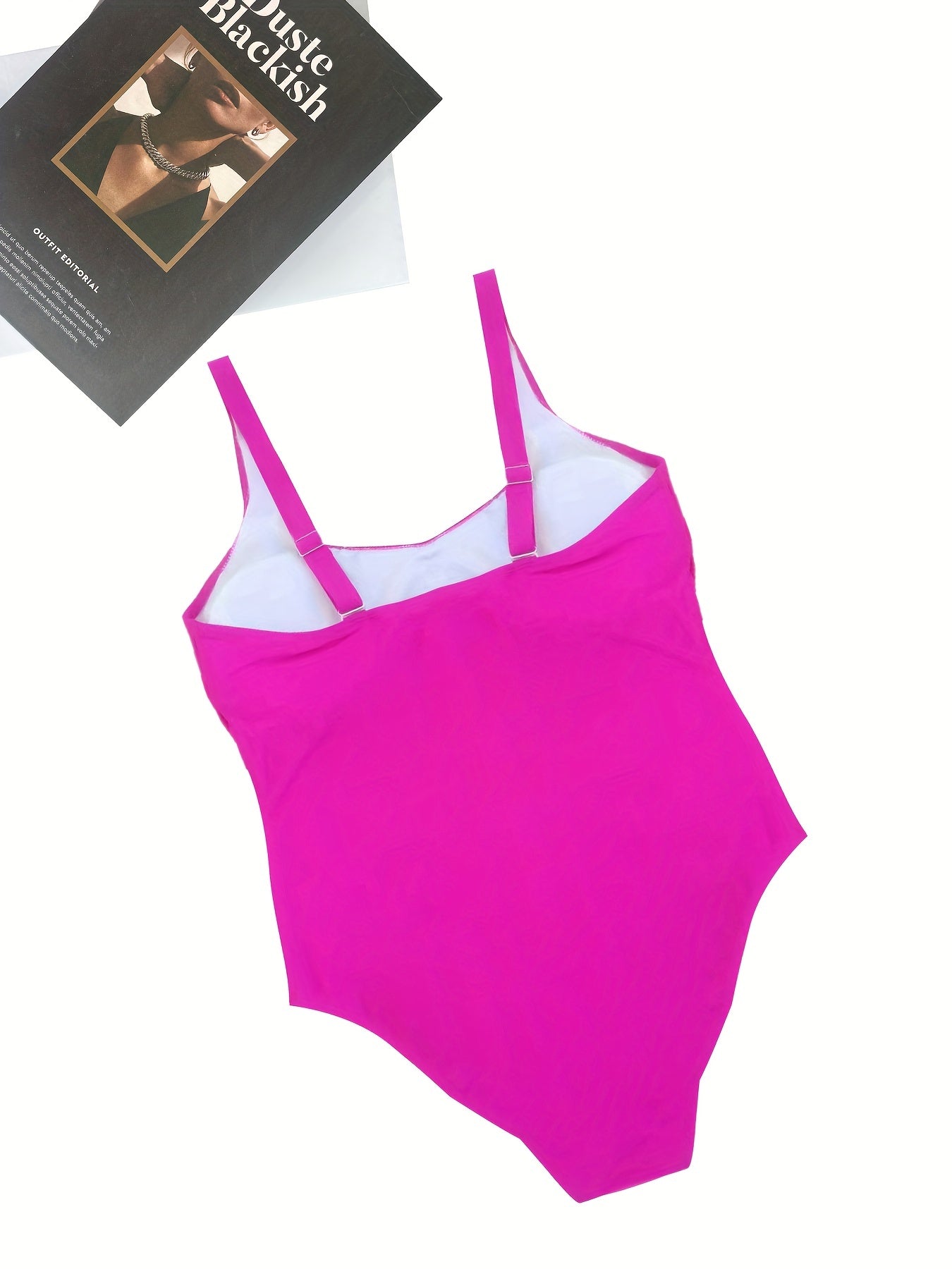 Plus Size Solid Scoop Neck One Piece Swimsuit