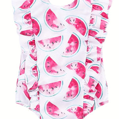 Watermelon Flutter Sleeve Onesie Swimsuit for Babies
