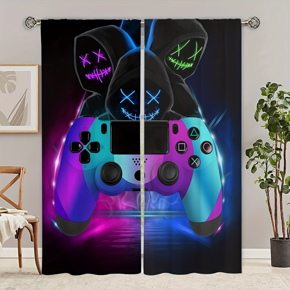 Gamepad Printed Window Curtains Rod Pocket Top Window Drapes