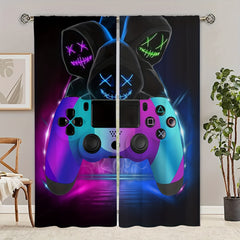Gamepad Printed Window Curtains Rod Pocket Top Window Drapes