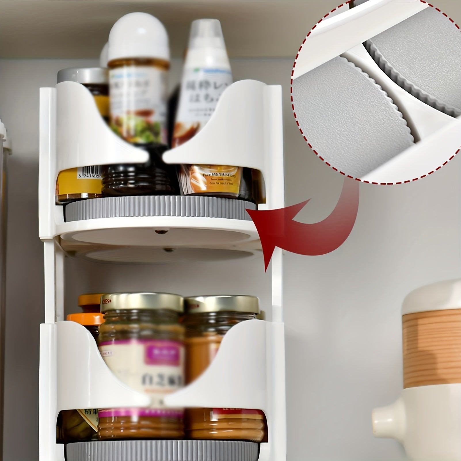2 Layer Rotating Seasoning Spice Container Turntable Storage Box