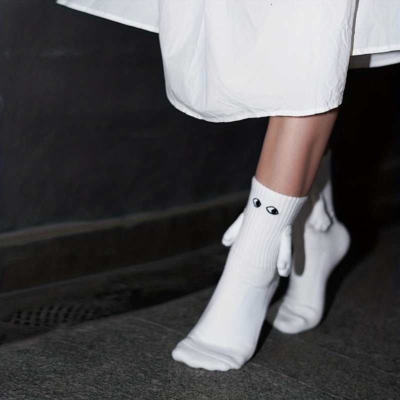 2pair Mid Tube Socks w/ Magnetic Suction for Couple