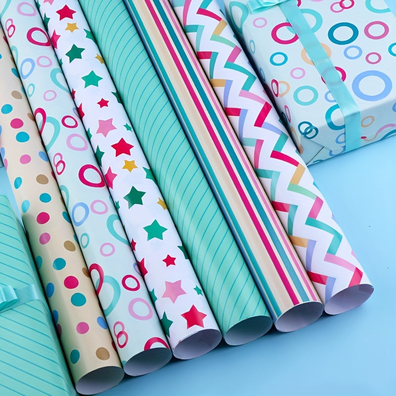 6pcs Birthday Gift Wrapping Paper Set - Cartoon Decoration Paper