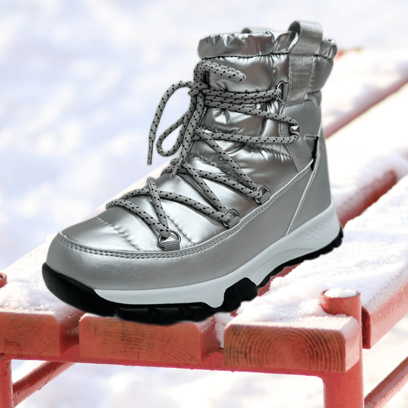 Women's Waterproof Snow Boots Plush Inner Thermal Mid Calf Lace-up Hiking Boots
