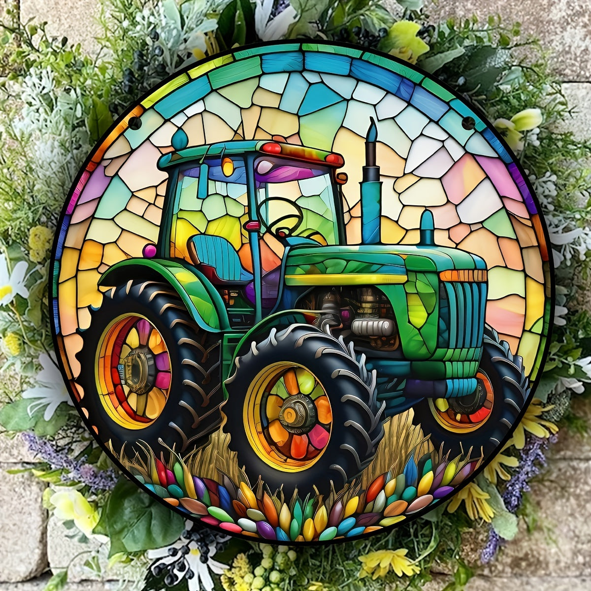 Tractor Pattern Suncatcher Home Decor & Field Tractor Lover