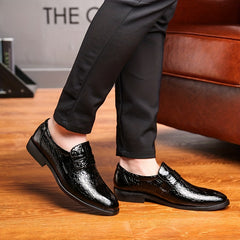 Men's Crocodile Pattern Slip On Formal Shoes Wear-resistant Non Slip