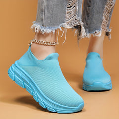 Mesh Slip On Breathable Flying Woven Shoes Soft Comfort Shock Absorption