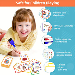 100 Double Sided CVC Word Flashcards Short Vowel Spelling Educational Toy