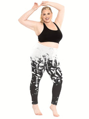 Colorblock Graphic Print Fitness Leggings