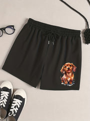 Women's Plus Dog Print Drawstring Pajama Shorts