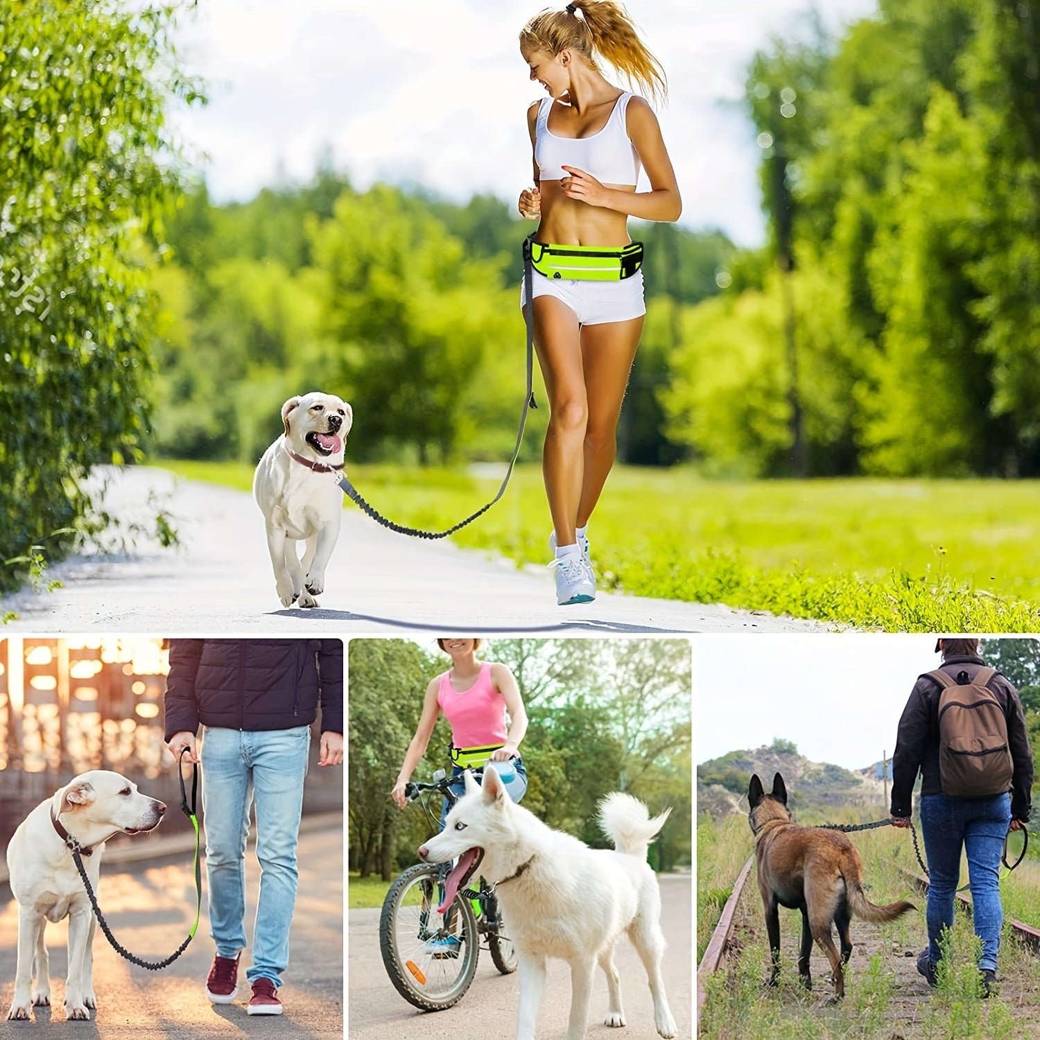 Running Waist Bag & Dog Leash Combo for Outdoor Jogging